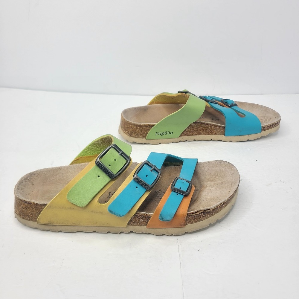 PAPILLIO by Birkenstock Women's Sz 39 7 Florida Sandals 3 Strap Multicolor - Picture 2 of 9